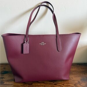 Coach Wine Leather Tote Bag